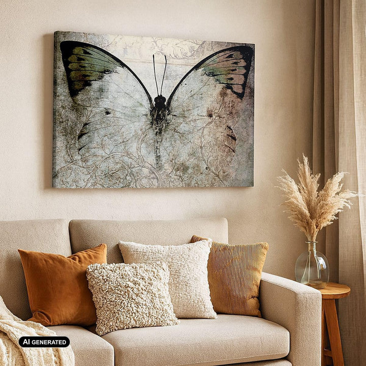 Bilder auf Leinwand 100x70cm Leinwandbild Schmetterling Abstraktion Gross Wanddeko Bild Schlafzimmer