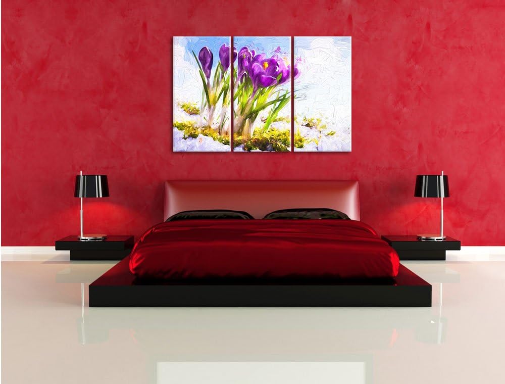 Pixxprint Frühling florwer Hintergrund / 3-Teilig/Gesamtmass 120cm Leinwandbild bespannt auf Holzrah