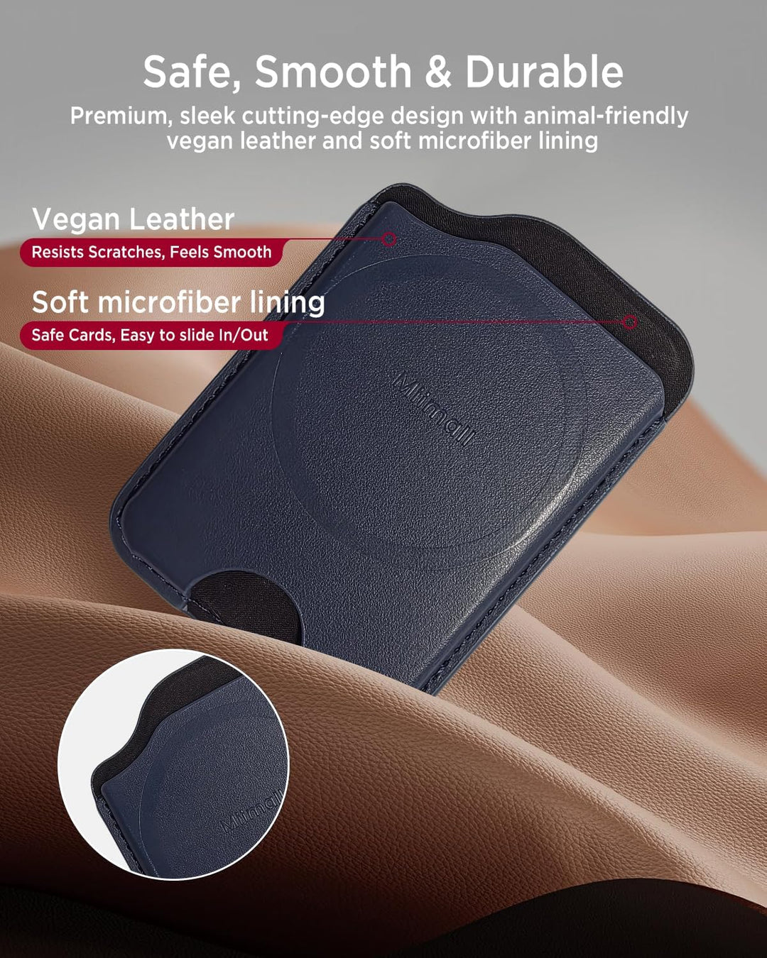 Miimall Kompatibel mit Samsung Galaxy Z Fold 7 Magnet Wallet, [Haltet 2-3 Karten] Dünn Leder Kartenh