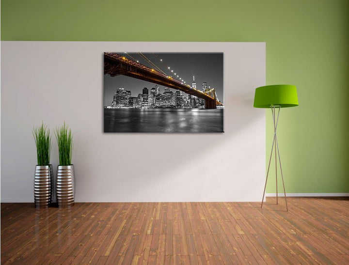 Pixxprint Skyline von Manhattan als Leinwandbild/Grösse: 100x70 cm/Wandbild/Kunstdruck/fertig bespan