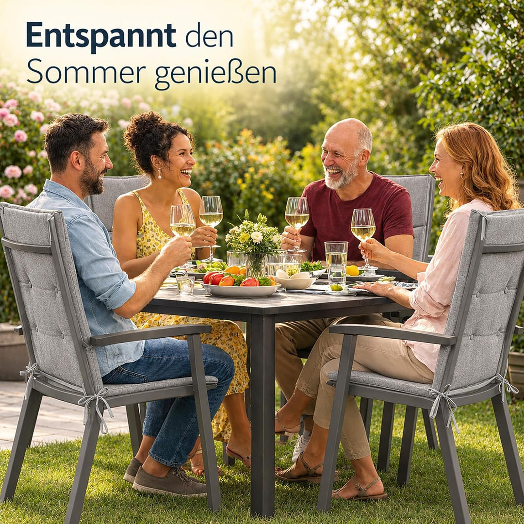 Hochlehner Auflagen 2er Set 120x50x5,5cm Anthrazit Grau Sitzpolster Komfort | BURI Gartenstuhlauflag
