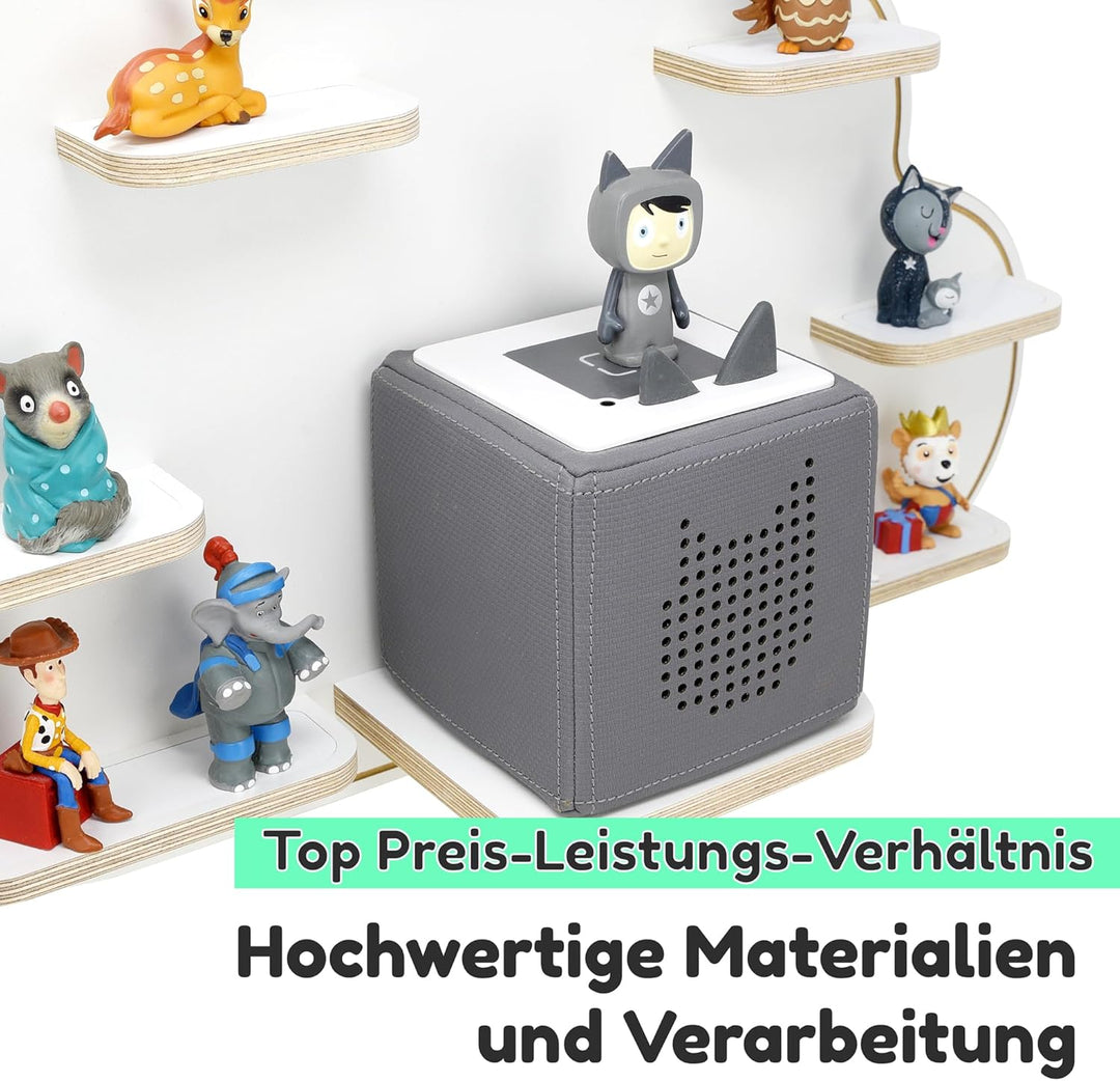 stadtecken Kinder Holzregal für Toniebox & Tonies – Wolkenform | Platz für ca. 27 Tonies | Wandregal