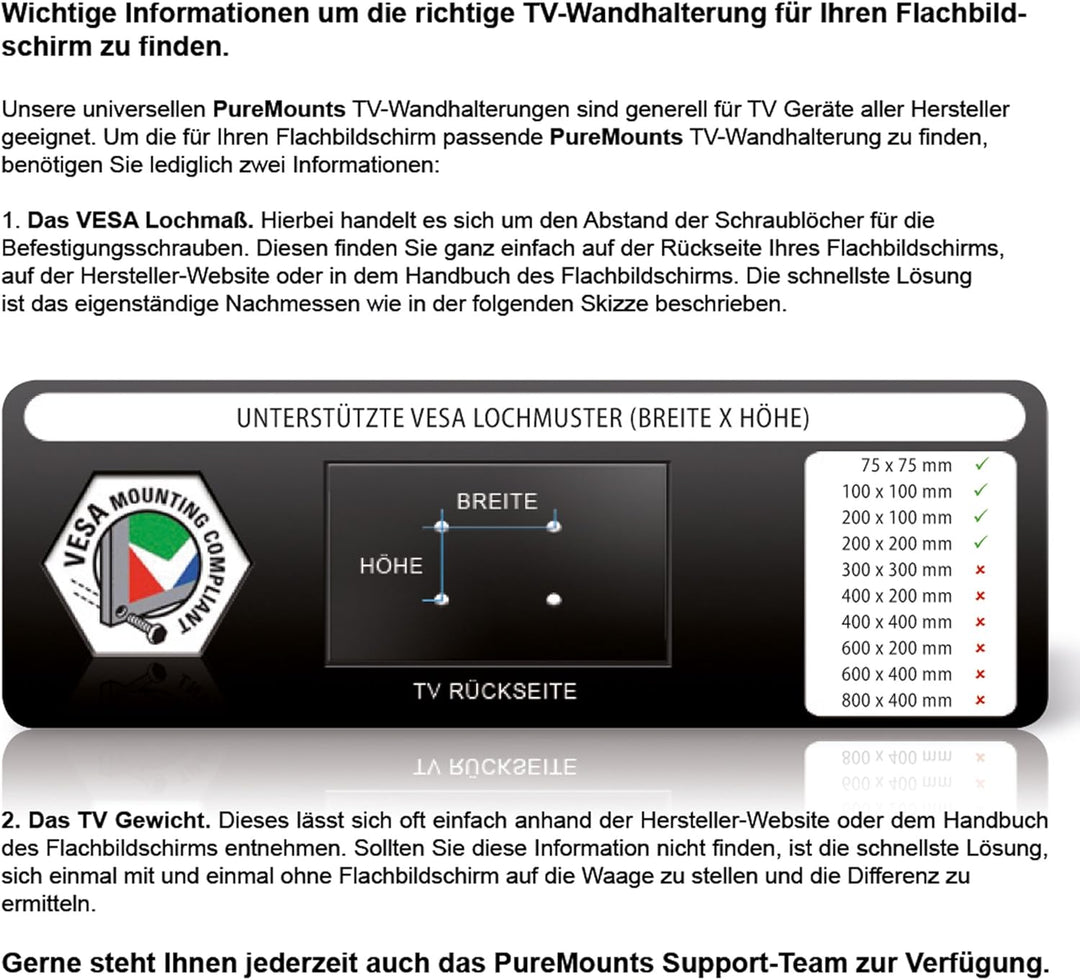 PureMounts PM-Basic2-37 flache Wandhalterung, neigbar, schwenkbar, ausziehbar, f▒r Fernseher / Monit