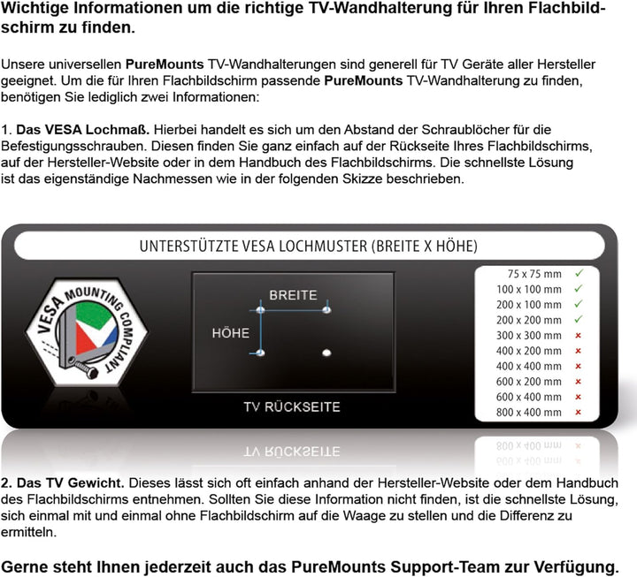 PureMounts PM-Basic2-37 flache Wandhalterung, neigbar, schwenkbar, ausziehbar, f▒r Fernseher / Monit