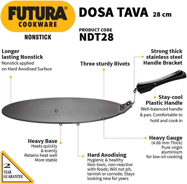 HAWKINS Futura Dosa Tava Grillplatte, antihaftbeschichtet, 27,9 cm, Schwarz 11-inch, 11-inch