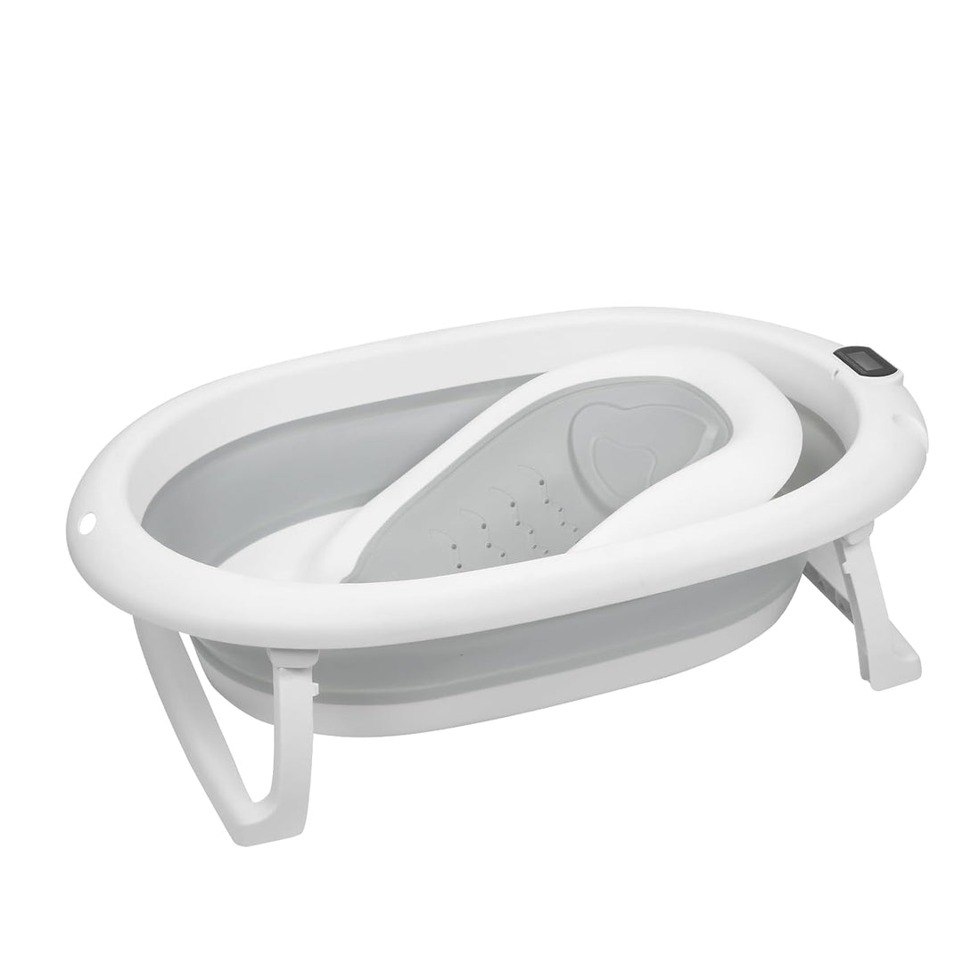 Faltbare Babybadewanne mit Standfuss – Grosse Badewanne XL mit Ständer/Sitz und Drainage-Set – Babyw