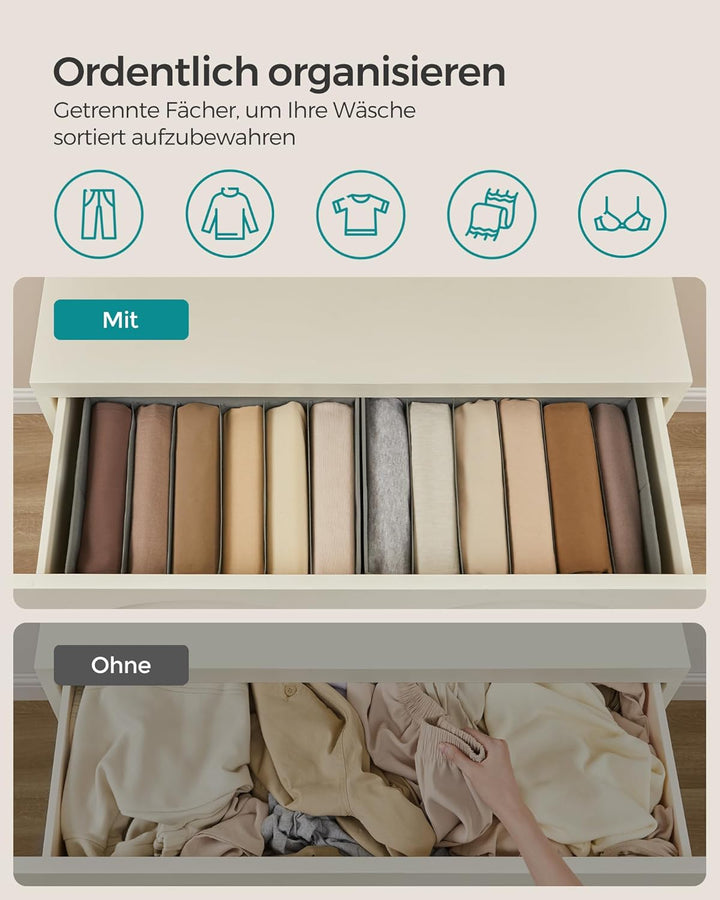SONGMICS Kleiderschrank-Organizer 6er Set, Aufbewahrungsbox 6 Fächer, Schubladen-Ordnungssystem, Ord