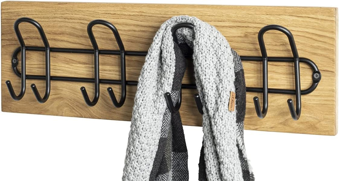 HAKU Möbel Wandgarderobe, Massivholz, eiche geölt-schwarz, B 60 x T 10 x H 20 cm