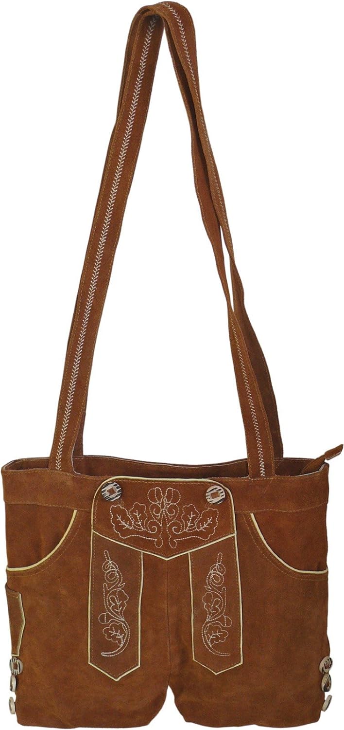 Harrys-Collection Grosse Umhängetasche aus echtem Leder im Hosenstyle Hellbraun, Hellbraun