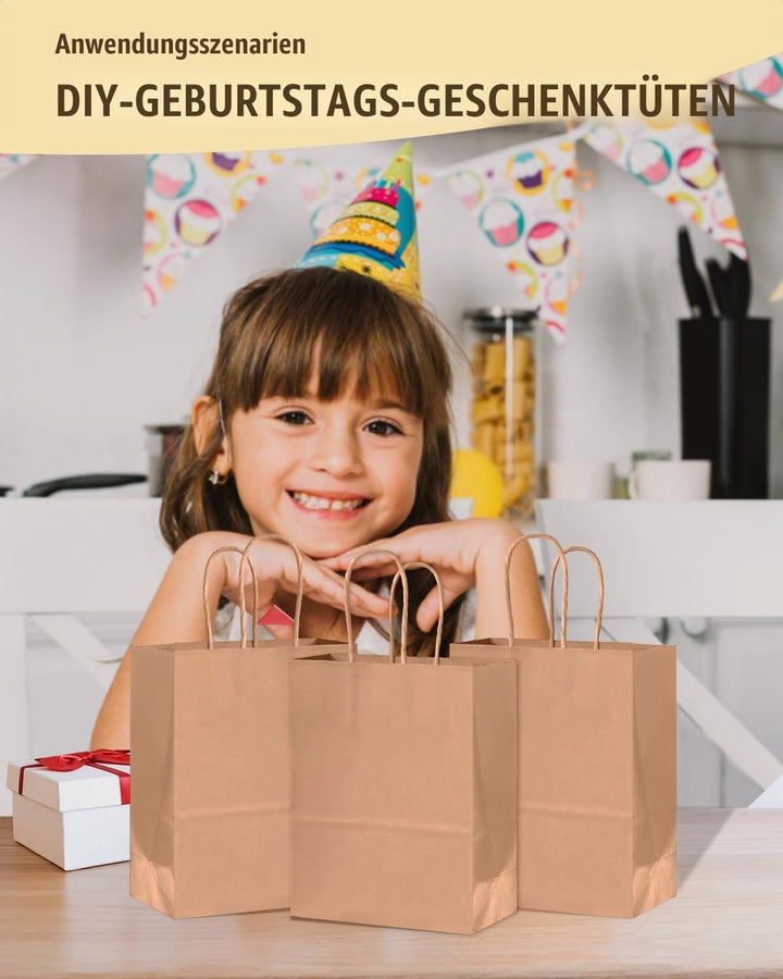 Gcardist 600 Stück Braun Geschenk Taschen mit Griffen Bulk8.3"x 6"x 3.15" Zoll kleine Grösse Kraftpa