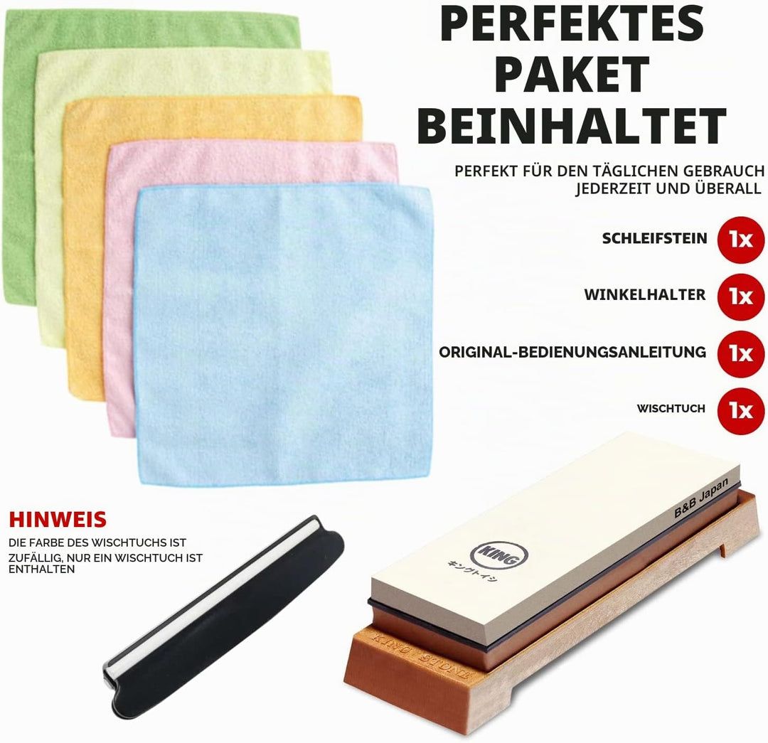 KING Schleifstein-Starter-Set enthält 1000/6000er Körnung, Kombinationsschleifstein, hergestellt in