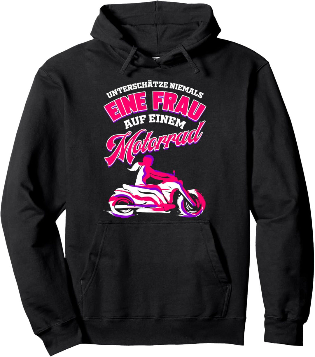 Motorradfahrerin Geschenk Bikerin Frau Auf Motorrad Fahren Pullover Hoodie