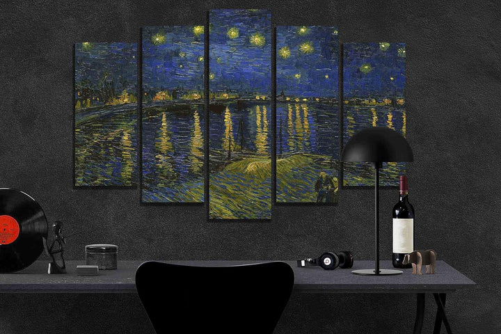 Vincent Van Gogh Kunstdruck auf Leinwand, Motiv Sternennacht über der Rhone, 112 x 61 cm 112cm x 61c
