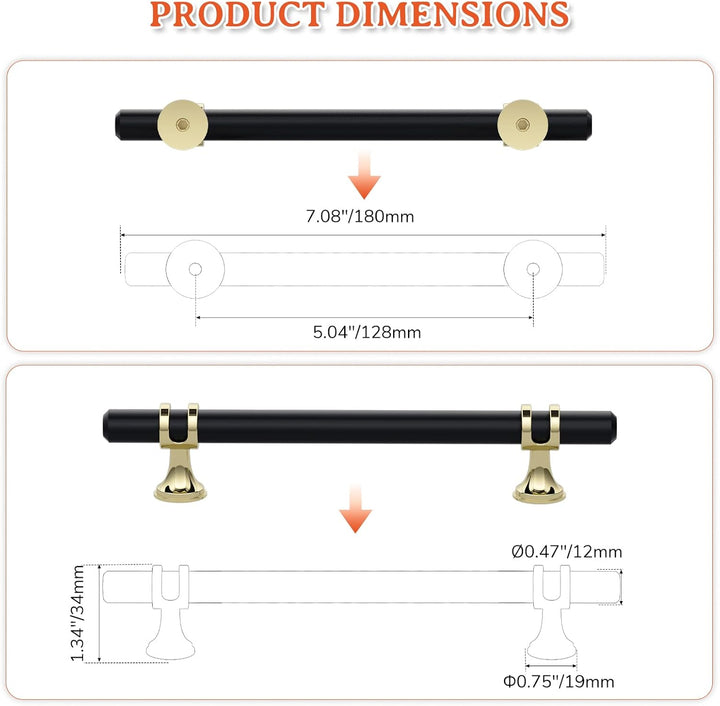 FURNIWARE 10 Stück Möbelgriff, 128mm Bohrlochabstand Möbelgriffe Schrankgriffe Küche Kabinett Griff