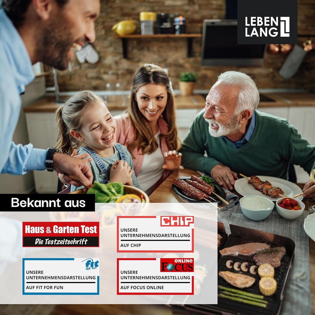 Elektrogrill Tischgrill elektrisch mit TÜV & GS 2200 Watt | 4 – 8 Personen BBQ Tisch Grill - Indoor