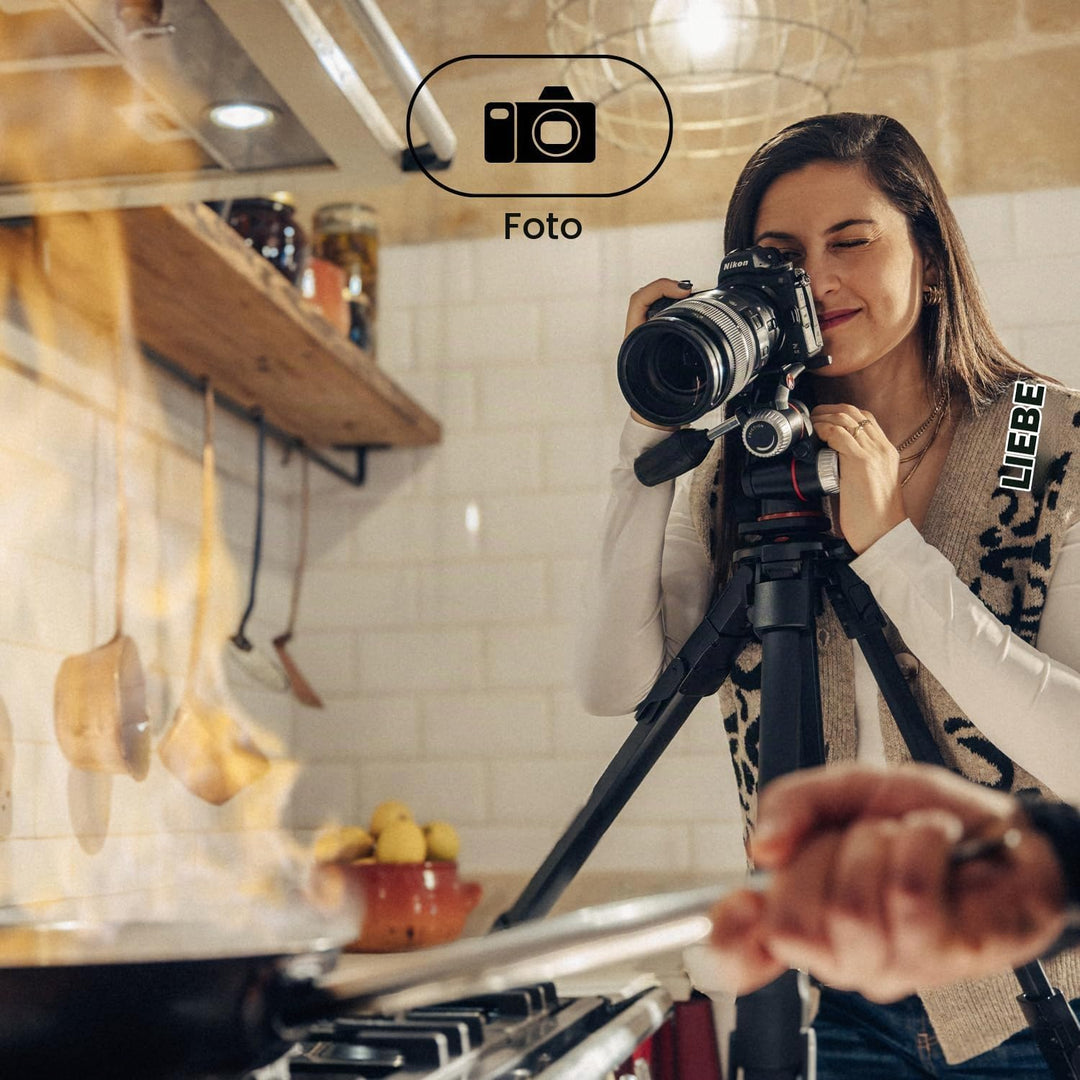 Manfrotto ONE Photo, Aluminium‑Stativ‑Kit mit XPRO 3‑Wege‑Kopf, 12 kg Tragkraft, 90° Horizontalsäule