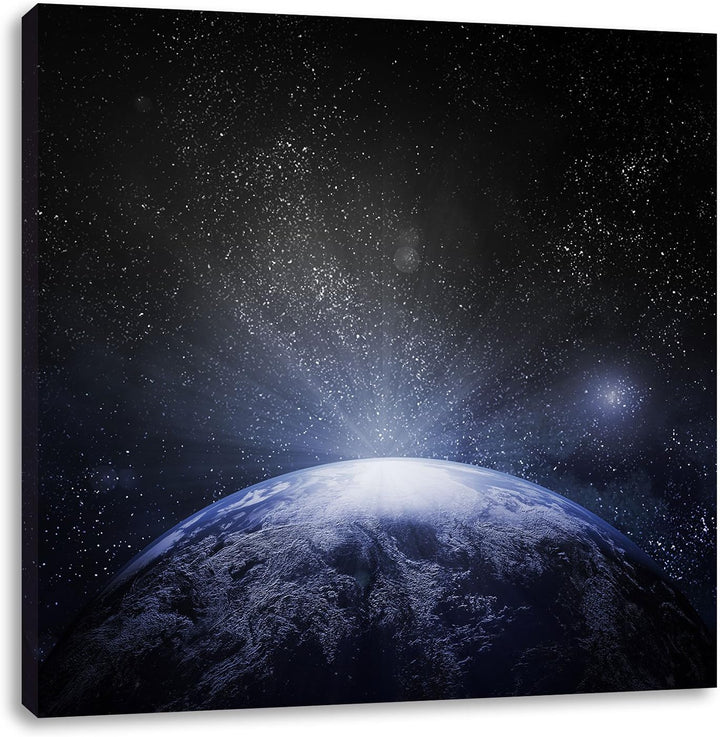 Pixxprint Sicht vom Mond auf die Erde als Leinwandbild Quadratisch/Grösse: 70x70 / Wandbild/Kunstdru