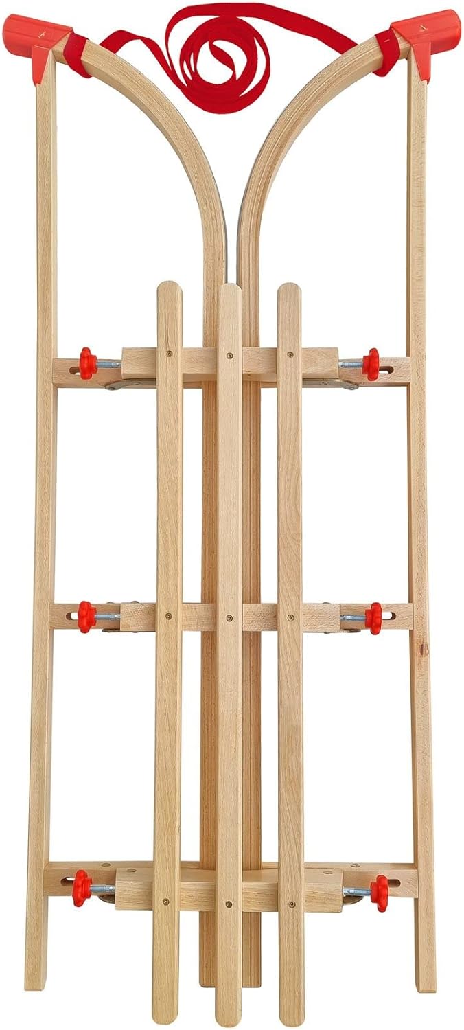 Davos Klappschlitten Langer Rodelschlitten Schlitten aus Holz mit wählbarem Zubehör V-22-115, Schlit