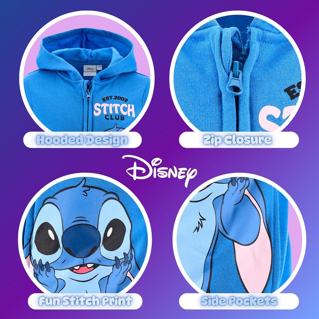 Disney Stitch Mädchen Kapuzenpullover, Pullover mit Reissverschluss, Geschenk für Mädchen, Grössen 3