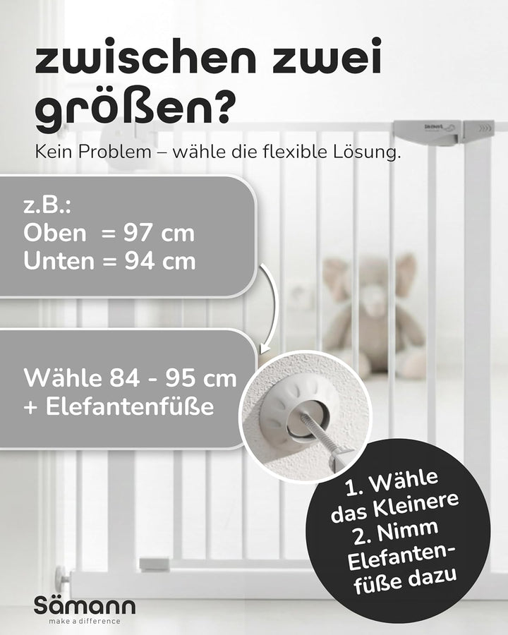 Sämann Türschutzgitter &amp; Treppenschutzgitter I 105-115 cm I Extra Höhe von 77 cm I 3-Fach Sicherung