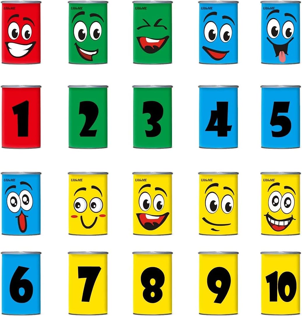 Ulifeme Dosenwerfen Kinder, Dosenwurfspiel für Kindergeburtsta &amp; Andere Party, 10pcs Lächeln Dosen &amp;