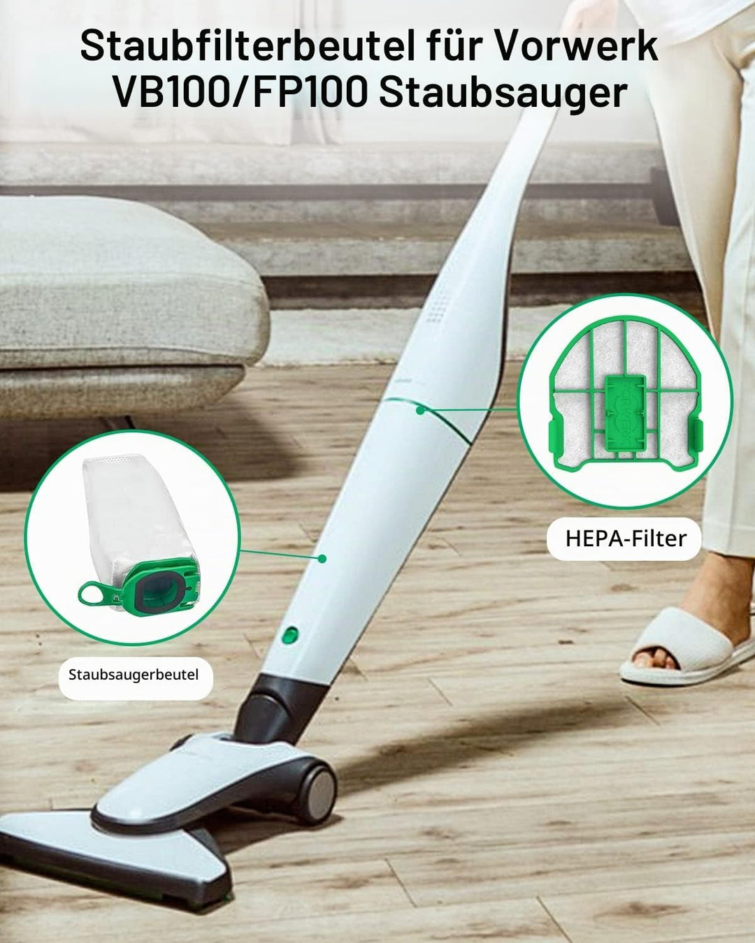 10 Stück Staubsaugerbeutel für Vorwerk Kobold VB100 FP 100 Premium Filtertüten mit Motorschutzfilter