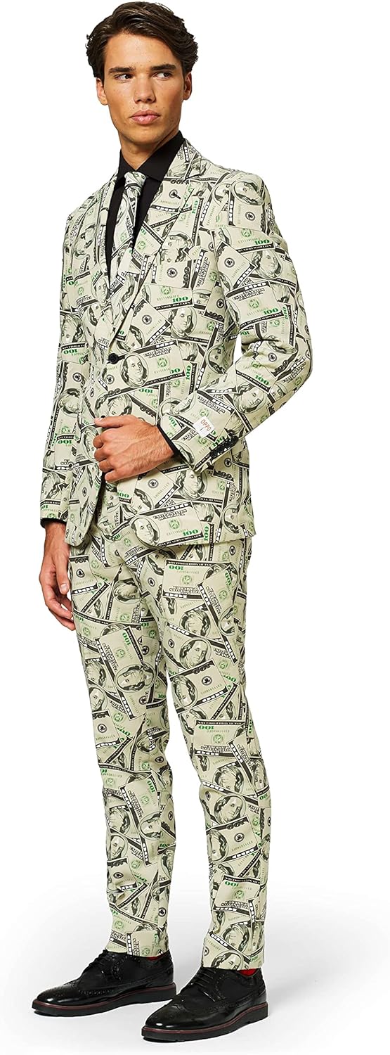 OppoSuits Lustige Abschlussball Anzüge für Herren - Komplettes Set: Jackett, Hose und Krawatte 50 Me