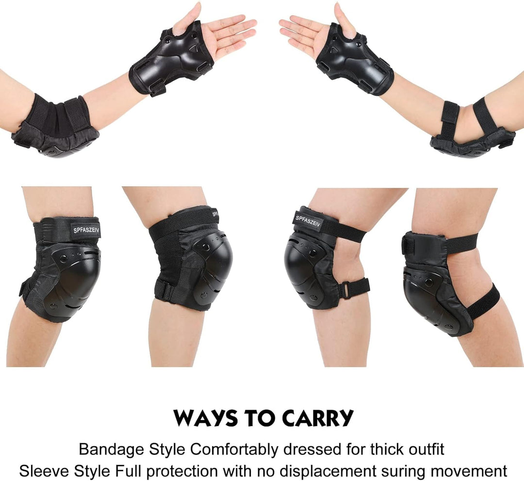 Kinder&Erwachsene Knieschoner Set,Schützerset 6 in 1 mit Knie-Ellbogen-Handgelenkschoner, Schutzausr