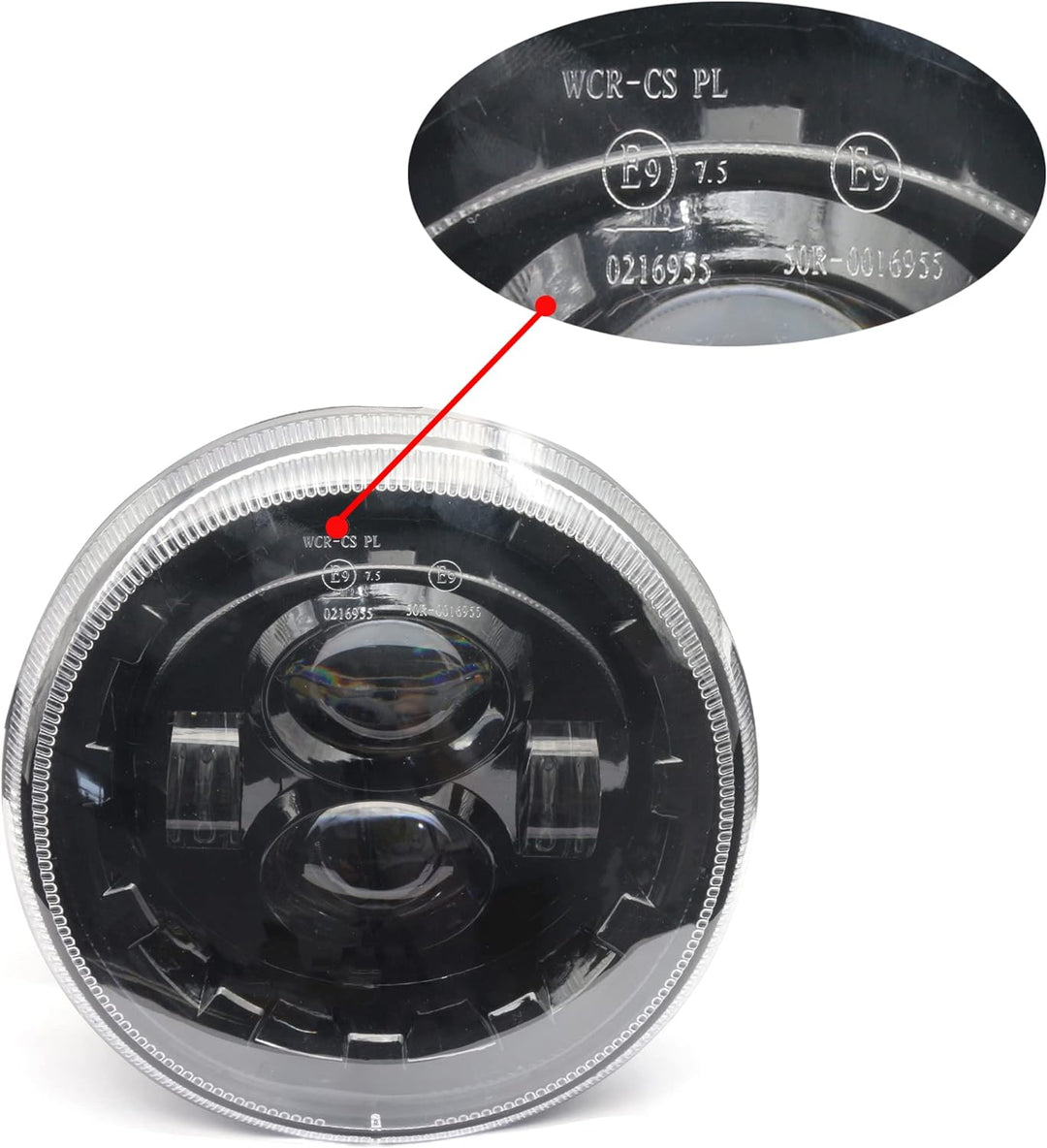 CPOWACE Schwarz 12V LED Frontscheinwerfer with E-Mark E-Prüfzeichen für Motorrad V espa GTS 300