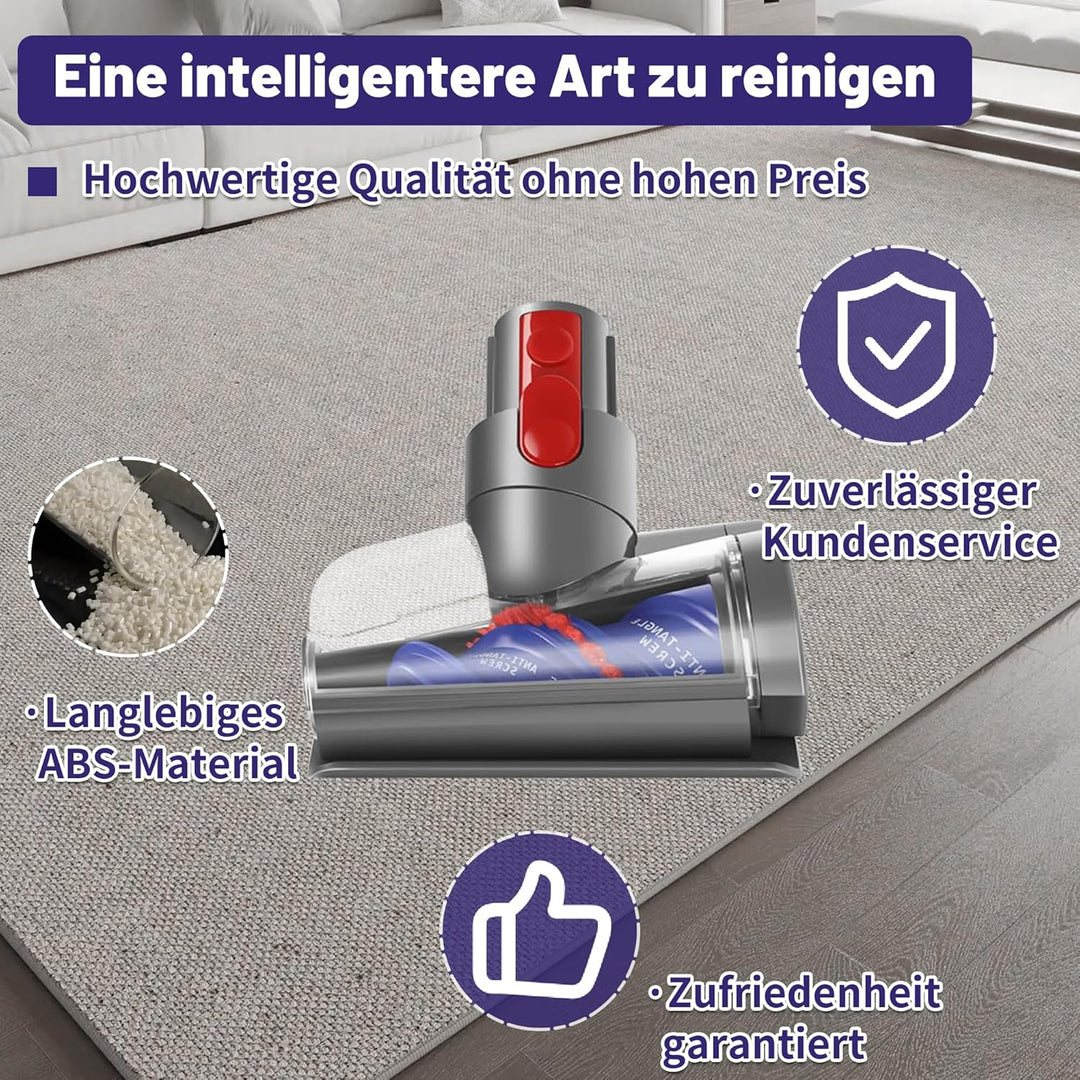 Upgrade Mini Elektrobürste für Dyson V7 V8 V10 V11 V15, Anti-Tangle Turbinendüse Aufsatz, Tierhaarbü