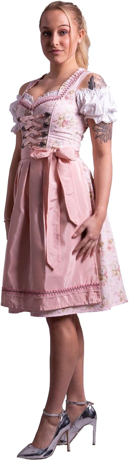 Dirndl Set Trachtenkleid Rose feingeblümt 538GT (42)