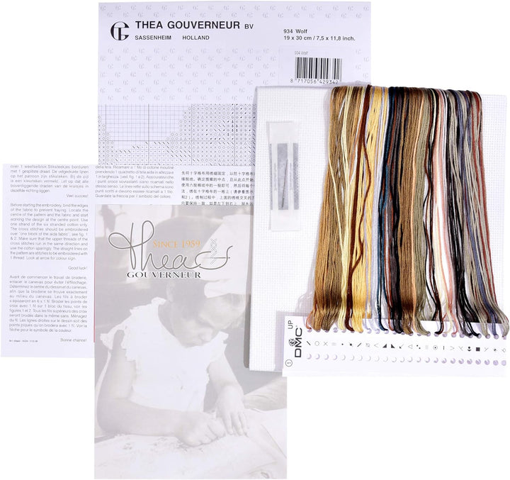 Thea Gouverneur - Kreuzstich-Set - Schäferhund - Leinen - 24 Count - Für Erwachsene - 934 24x33cm, 2