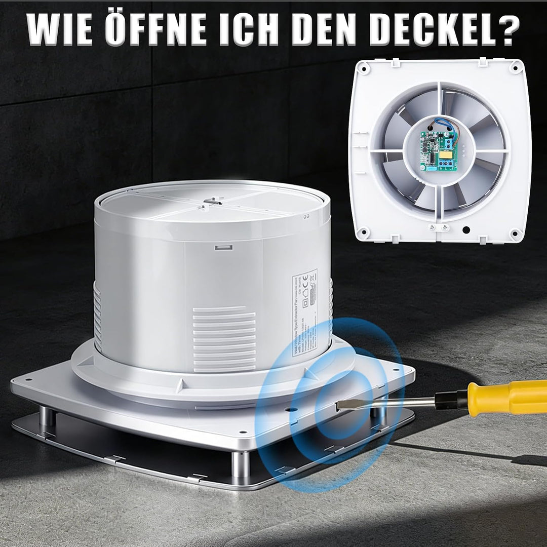 Leiser 100mm Badlüfter mit Rücklaufklappe, Feuchtigkeitssensor &amp; Timing | Energieeffizient Lüfter Wa
