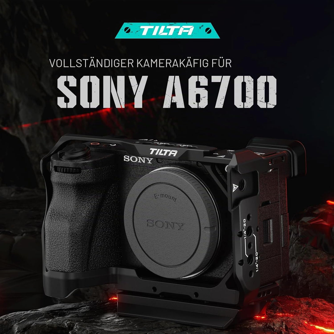 Tilta A6700 Cage, Kamerakäfig Kompatibel mit Sony a6700 mit Arca Grundplatte und HDMI Kabelklemme -