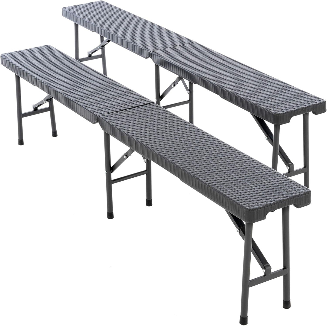 Nexos Trading 2er Set Bierbank Partybank Gartenbank klappbar 180 x 25 x 41 cm anthrazit grau bis 200