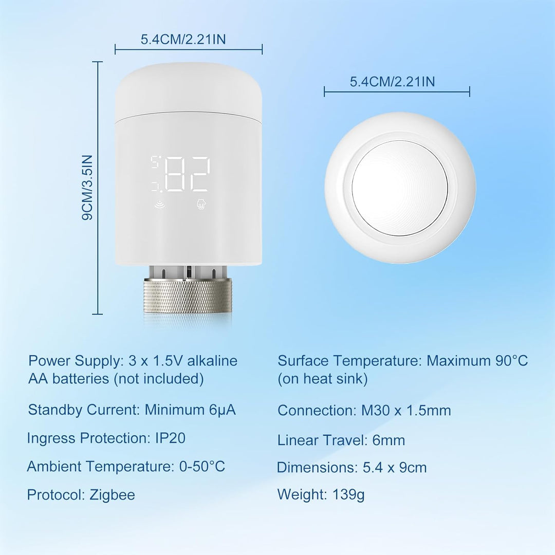 Flintronic Heizkörperthermostat, Zigbee Thermostat Heizung mit LED-Display, Programmierbar Heizungst
