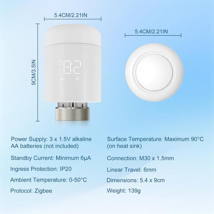 Flintronic Heizkörperthermostat, Zigbee Thermostat Heizung mit LED-Display, Programmierbar Heizungst