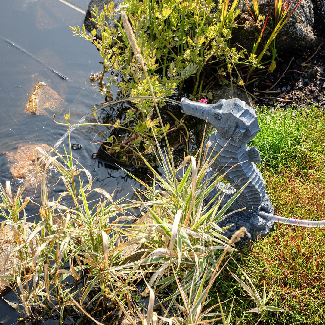 Esotec Solar Wasserspeierset Seepferdchen Ida, Alt-Kupfer-Optik, inklusive Solar-Pumpensystem, Solar