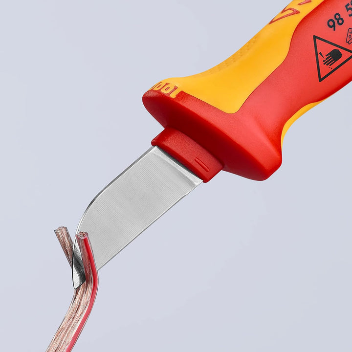 Knipex Abmantelungsmesser mit Gleitschuh isolierender Mehrkomponenten-Griff, VDE-geprüft 180 mm 98 5