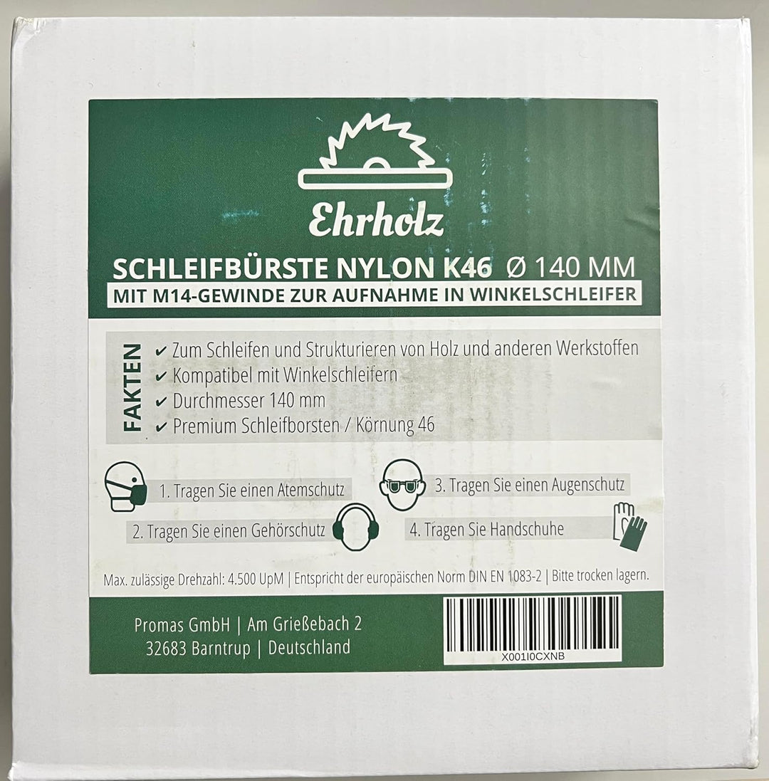 EHRHOLZ® Schleifbürste für Winkelschleifer | 140 mm Durchmesser | Rundbürste | Strukturierbürste | P