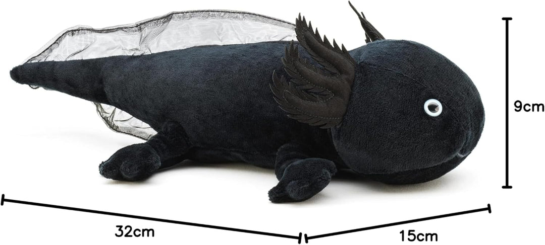 Uni-Toys Original Axolotl (schwarz) - 32 cm (Länge) - Plüsch-Wassertier - Plüschtier, Kuscheltier, S