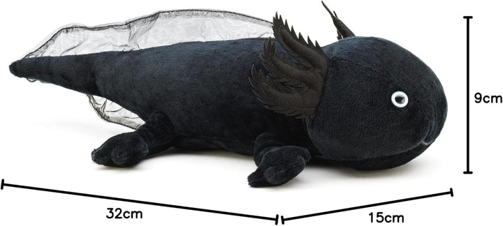 Uni-Toys Original Axolotl (schwarz) - 32 cm (Länge) - Plüsch-Wassertier - Plüschtier, Kuscheltier, S