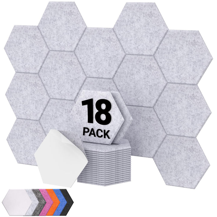 Hexagon Akustikpaneele selbstklebend 18 Stücke, TONOR Schallabsorber Schallschutz Wandpaneele Selbst