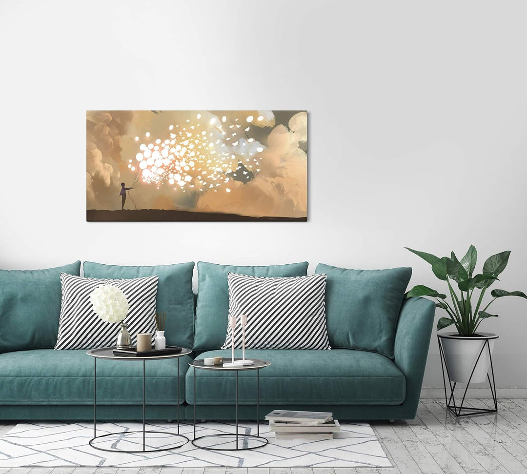 Paul Sinus Art Malerei 120x 60cm Panorama Leinwand Bild XXL Format Wandbilder Wohnzimmer Wohnung Dek