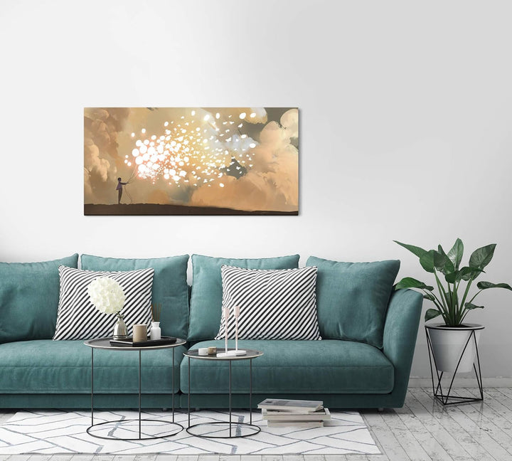 Paul Sinus Art Malerei 120x 60cm Panorama Leinwand Bild XXL Format Wandbilder Wohnzimmer Wohnung Dek