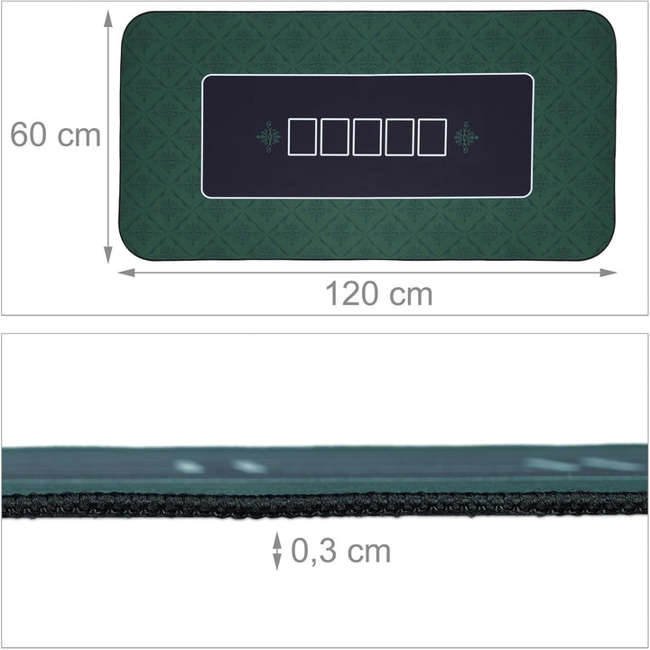 Relaxdays Pokermatte 120 x 60 cm, Texas Holdem, Pokertischauflage gross, rutschhemmend, Polyester, P