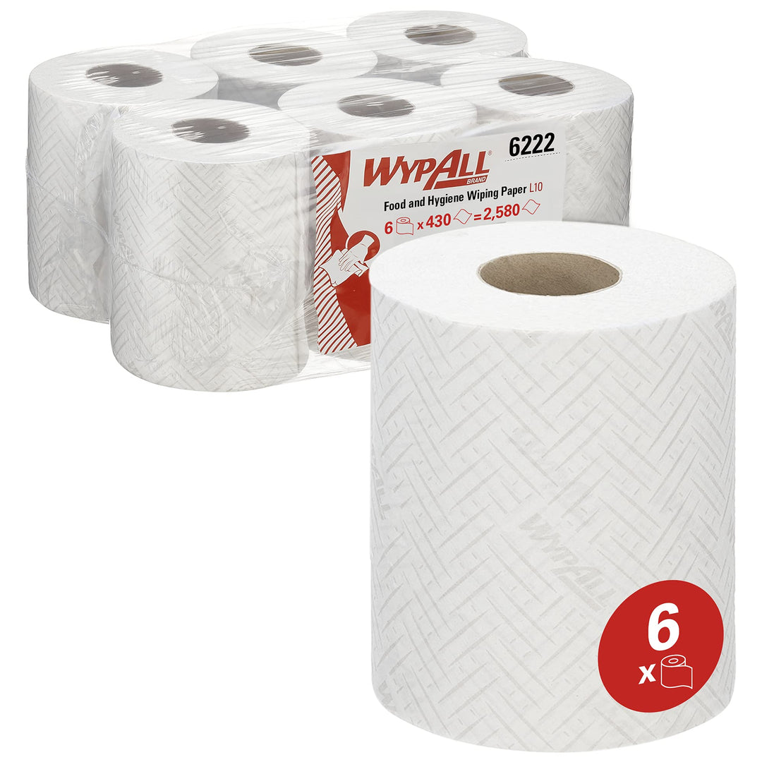 WypAll® L10 Papierreinigungstücher 6222, 1-lagige weisse Reinigungstücher für Lebensmittel und Hygie