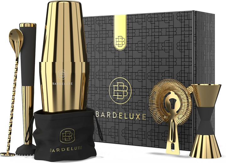BarDeluxe® Boston Shaker Set 5-teilig, Barkeeper Set, Cocktail Mix Set - 750ml Cocktailshaker Boston