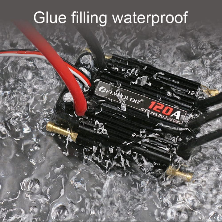 FLYCOLOR 120A Waterproof Brushless ESC Elektronischer Geschwindigkeitsregler mit 5.5V/5A BEC und XT9