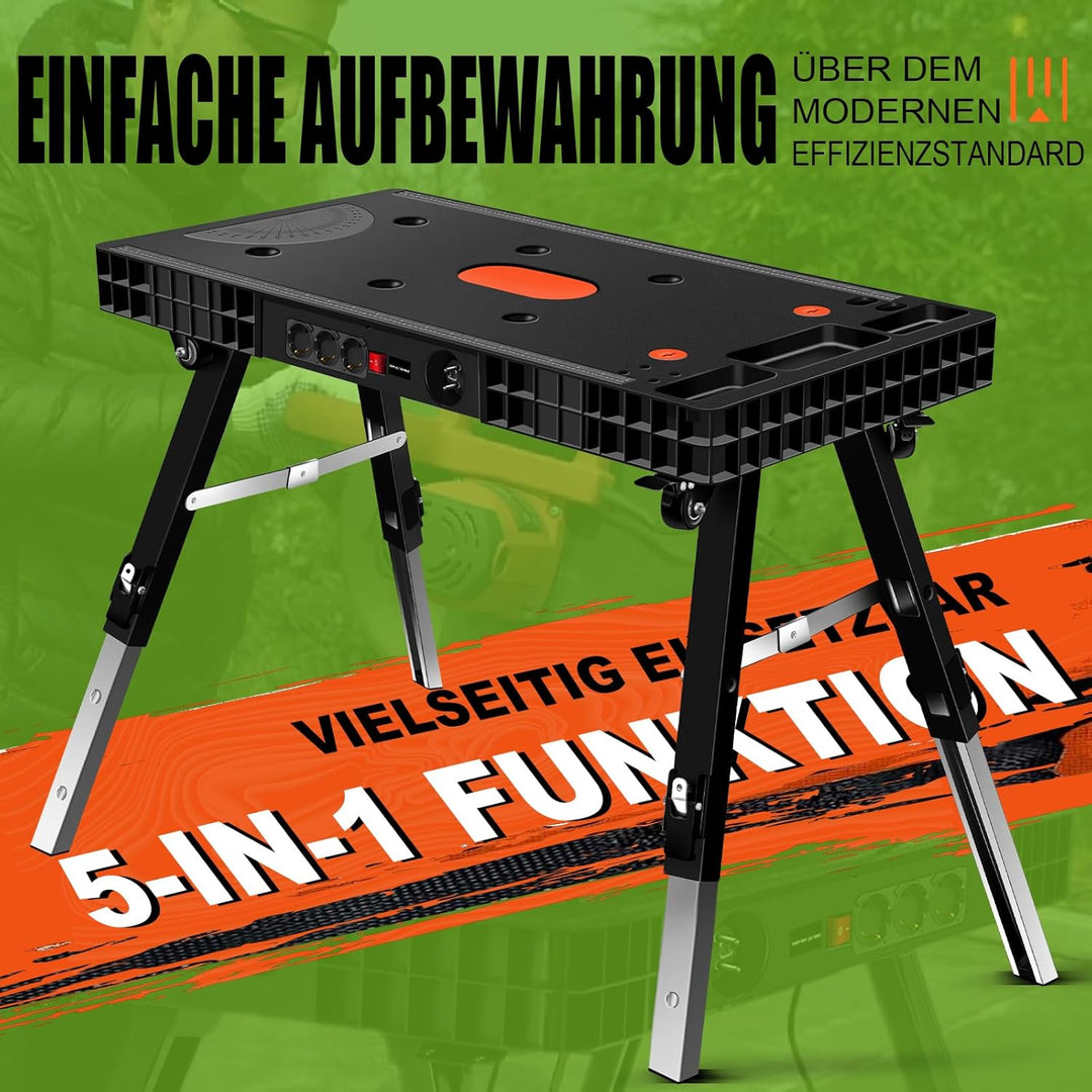Vertak 5 in 1 Klappbare Werkbank Faltbar lles in Einem Haushalt & DIY hobelbank und Spanntisch 150 k